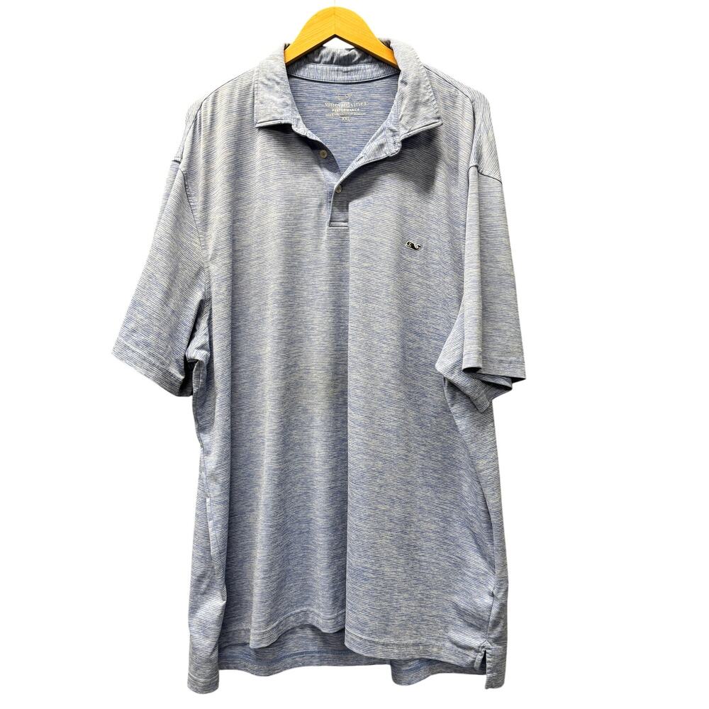 Vineyard Vines Performance Polo Shirt Mens XXL Blue Marled Coastal Stretch